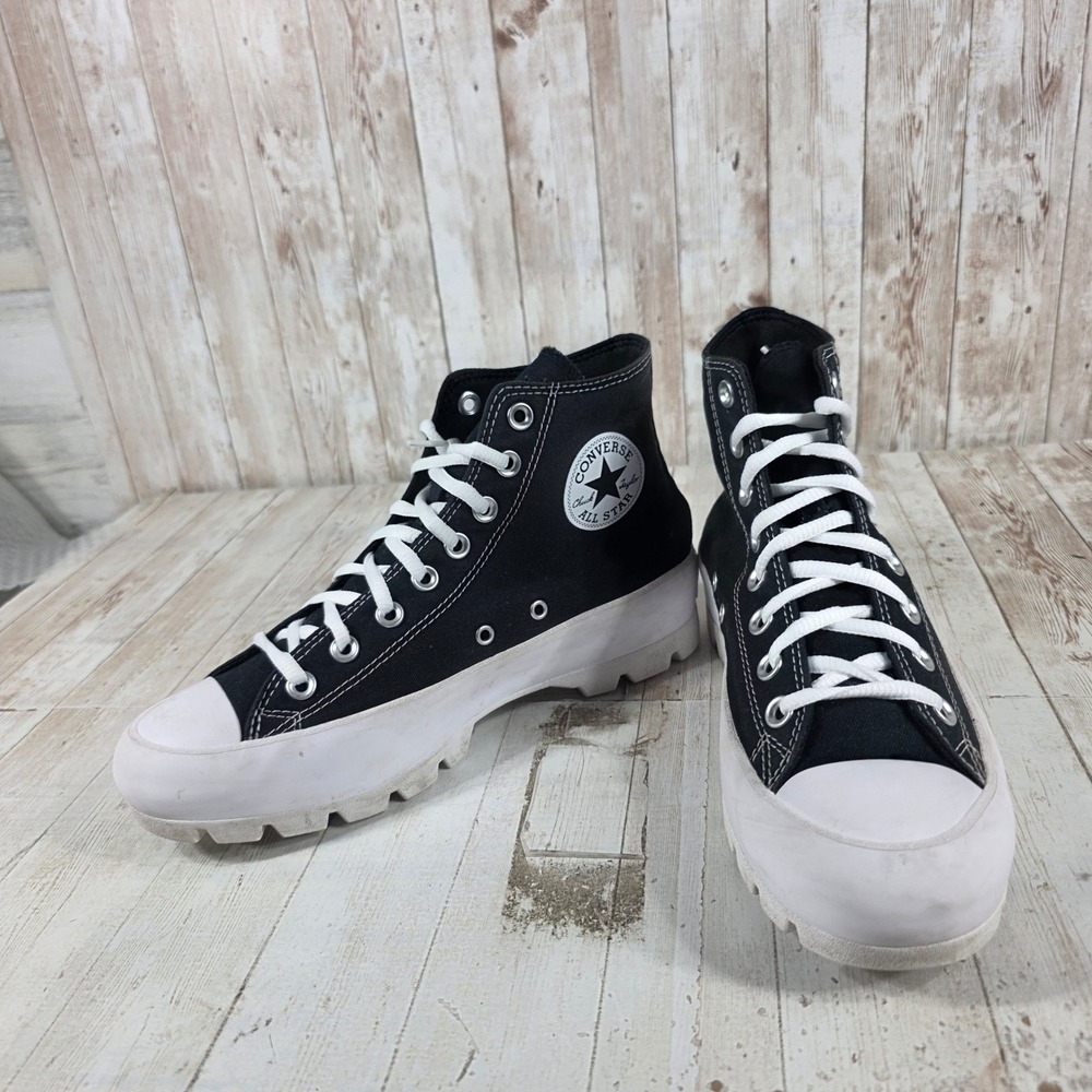 Converse Chuck Taylor All Star Lugged High‎ Top Black White Sneakers Mens 7 - Picture 5 of 8